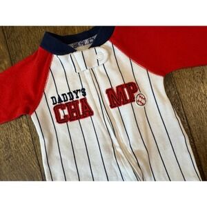 Child Mine Baby Boy Preemie Sleeper Outfit Clothes‎ Zipper Daddy Champ Baseball
